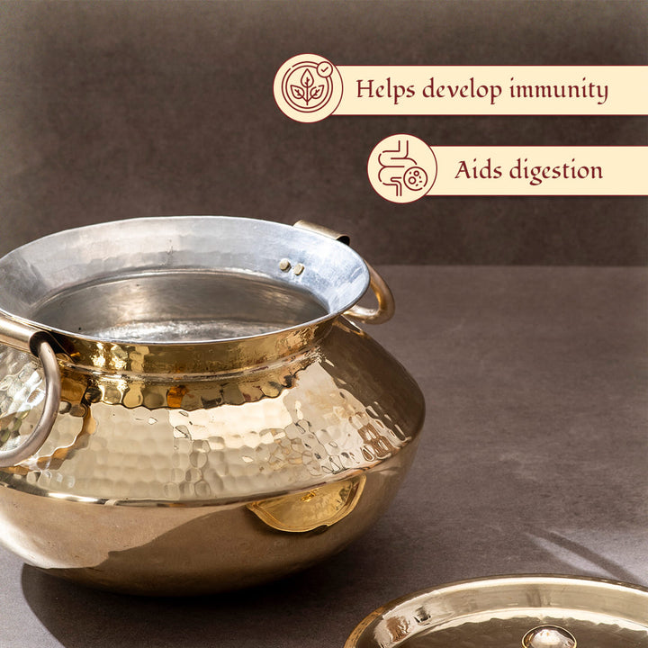 Brass Indian Style Wok/ Brass Soup Pot