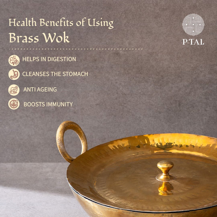 Brass Essentials Combo Set (Brass Roti Tawa, Brass Ghee Pot, Brass Kadhai) 6 Pieces Set