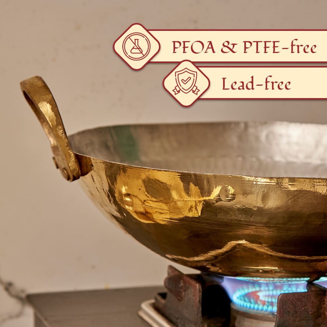 Brass Wok (Circular & Deep cooking/ serving Utensil)