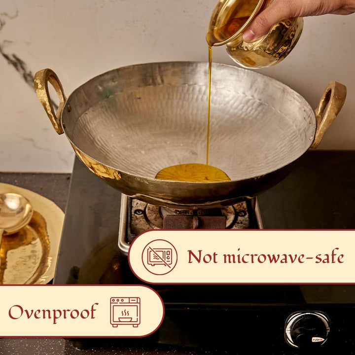 Brass Wok (Circular & Deep cooking/ serving Utensil)