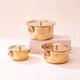Set of 3 Brass Pots (Patila/ Topia) - 1 qt, 3 qt, 5 qt 6 Pieces Set