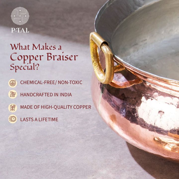 Copper Hammered Lagan/ Wide and shallow copper cooking vessel/ Copper Hammered Braiser