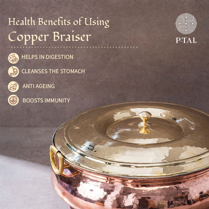 Copper Hammered Lagan/ Wide and shallow copper cooking vessel/ Copper Hammered Braiser