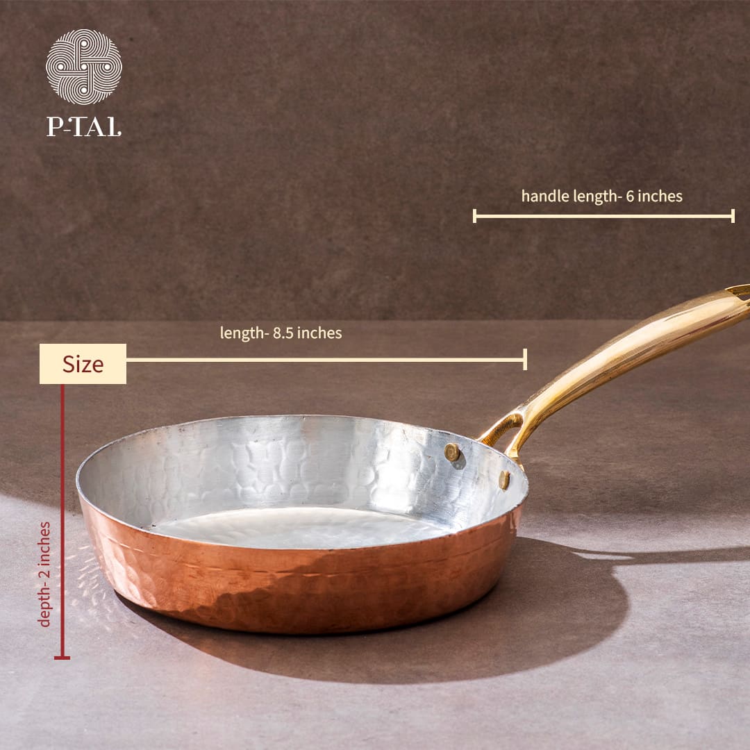 Copper Frypan (Frying Pan) with Brass Handle