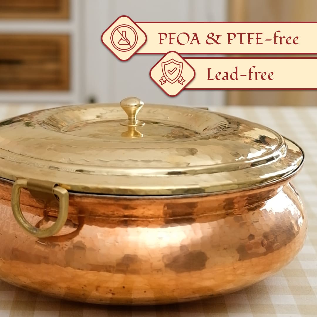 Copper Hammered Lagan/ Wide and shallow copper cooking vessel/ Copper Hammered Braiser