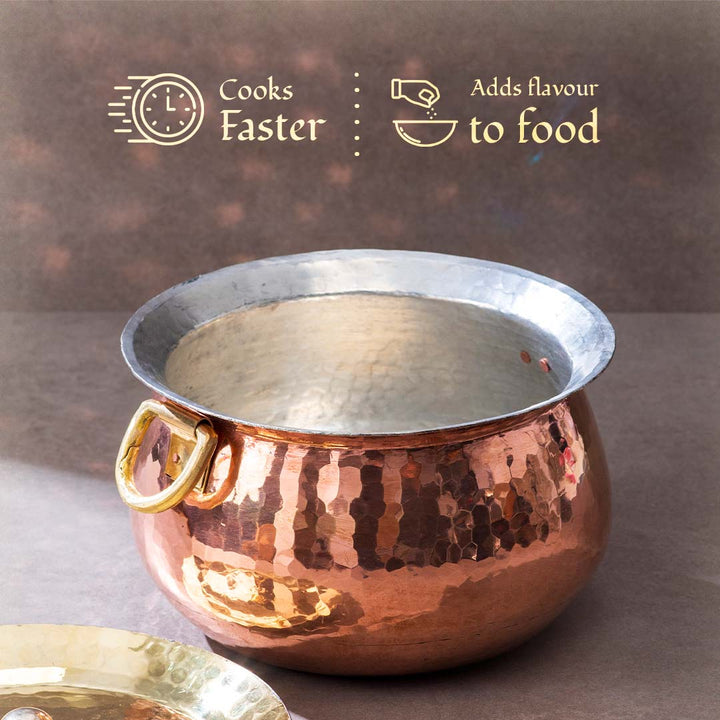 Copper Deep Bottom Cooking Pot (Copper Madurai Handi)