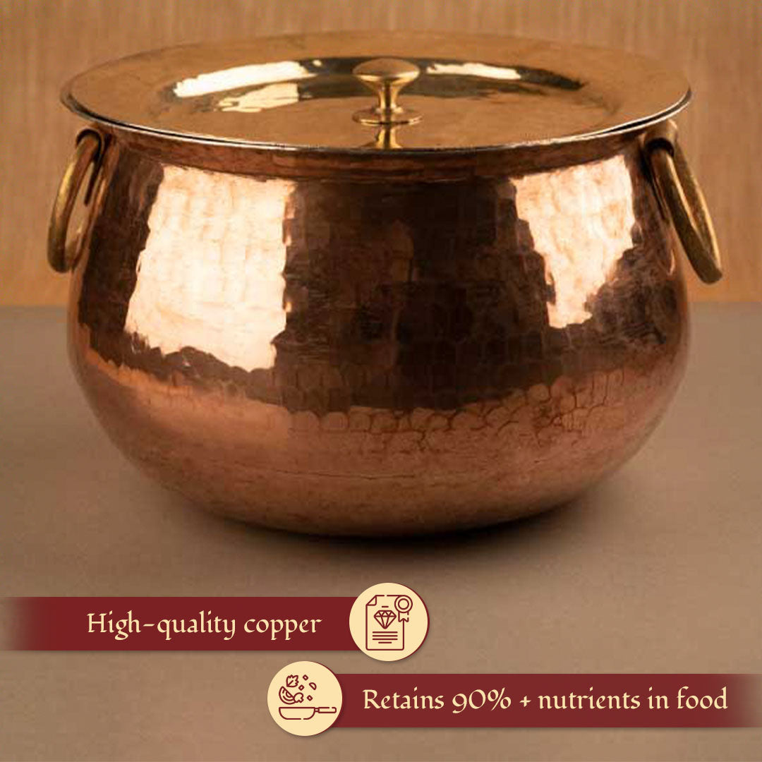 Copper Deep Bottom Cooking Pot (Copper Madurai Handi)