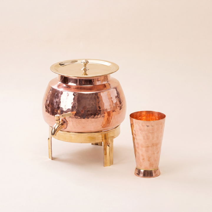 Copper water dispenser set