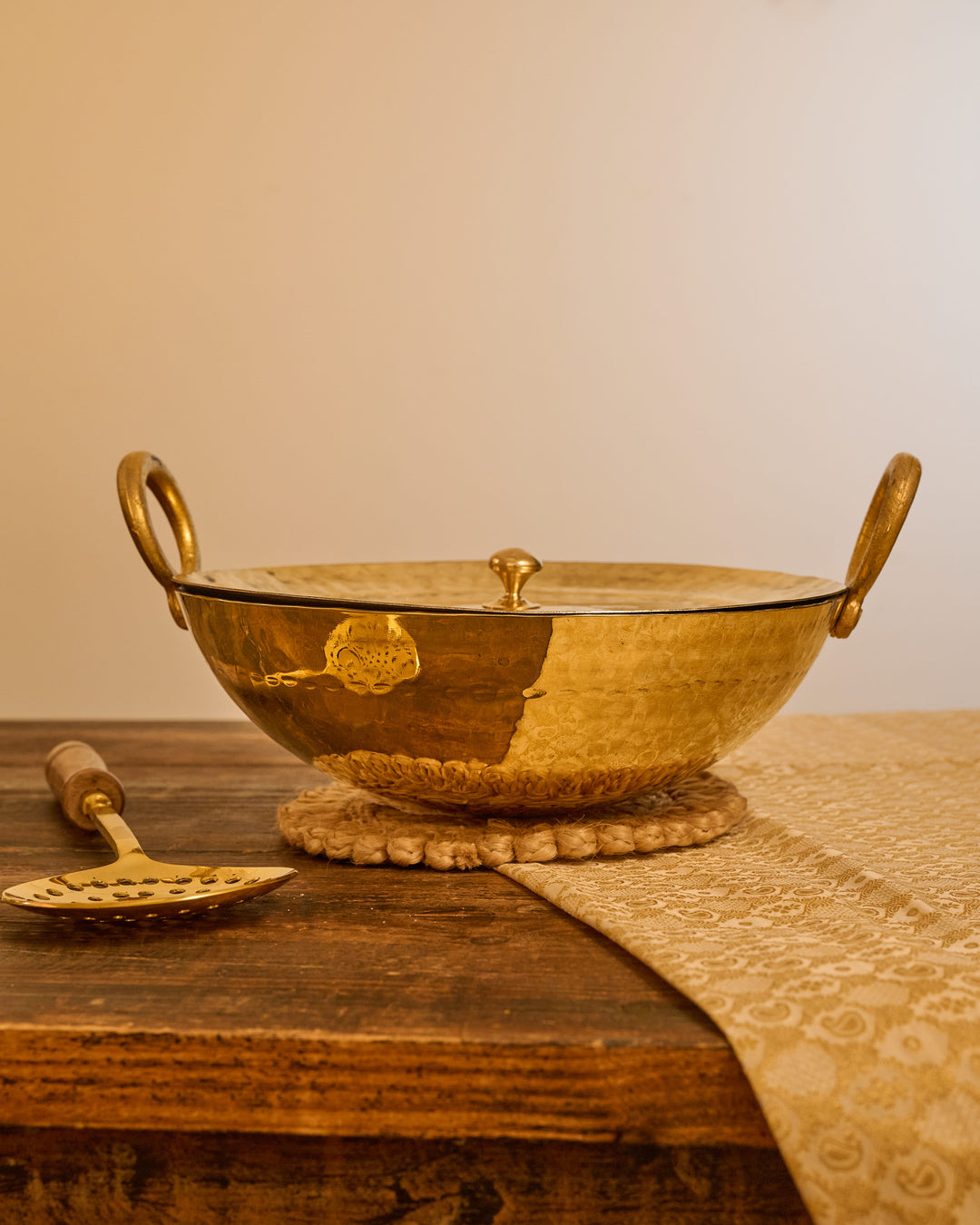 Brass Wok (Circular & Deep cooking/ serving Utensil)