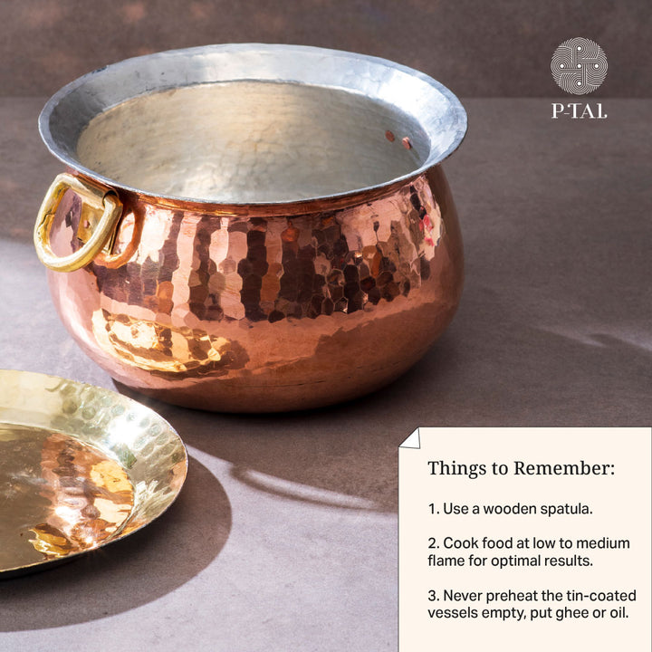 Copper Deep Bottom Cooking Pot - Stew Pot/Dutch Oven (Copper Madurai Handi) P-TAL