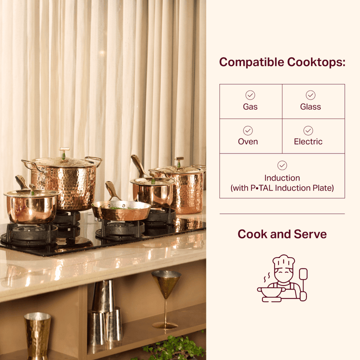 Copper Hammered Braiser - Copper Chafing Dish P-TAL