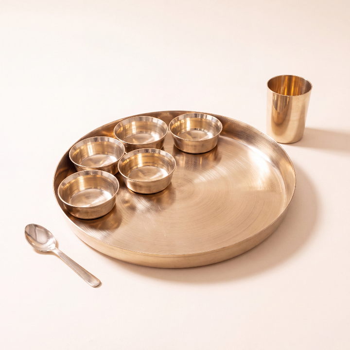 Bronze (Kansa) high hiped plate (Thaali) Set (13.5")
