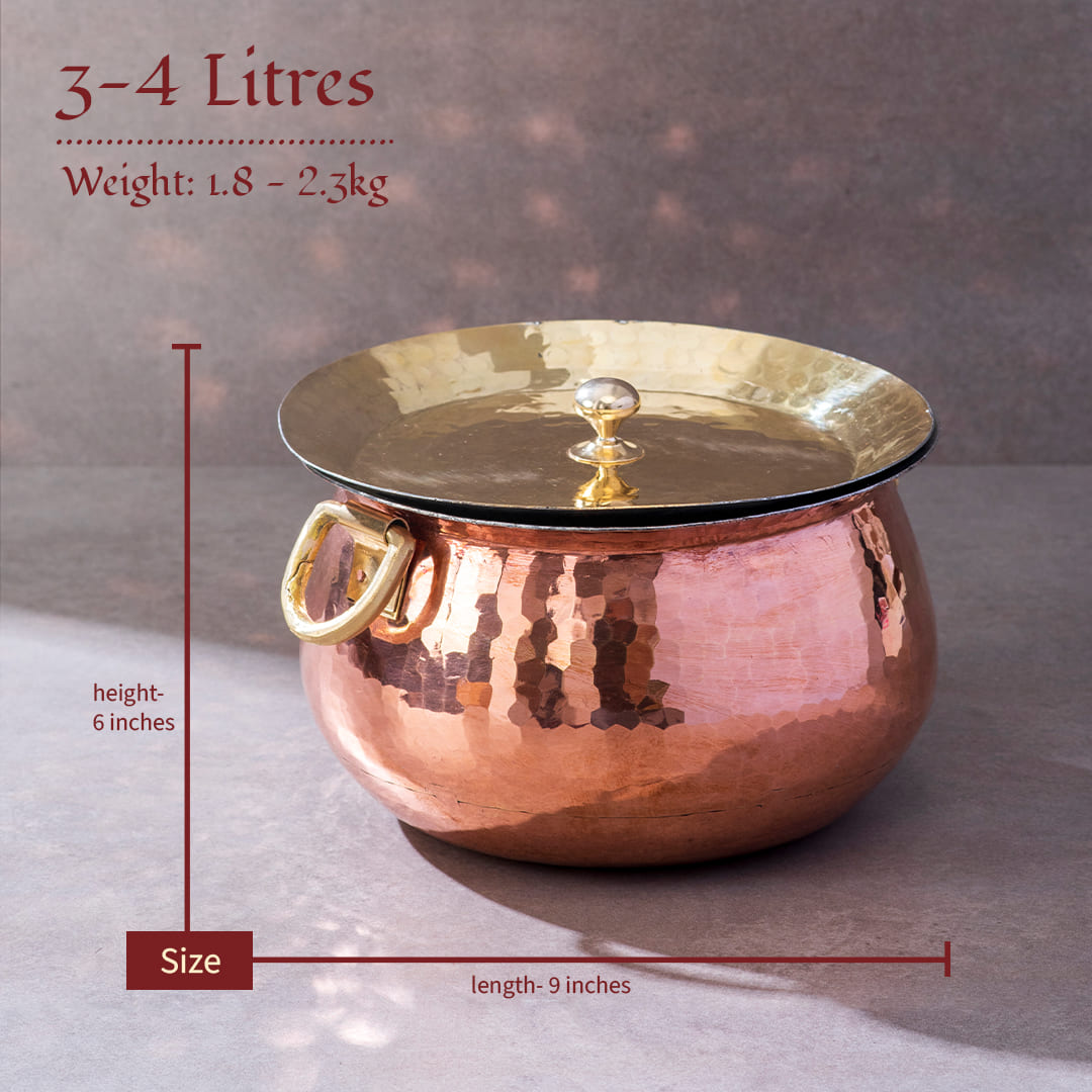 Copper Deep Bottom Cooking Pot (Copper Madurai Handi)