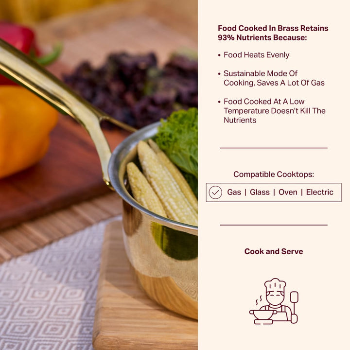 Brass Saucepan with insulated handle P-TAL