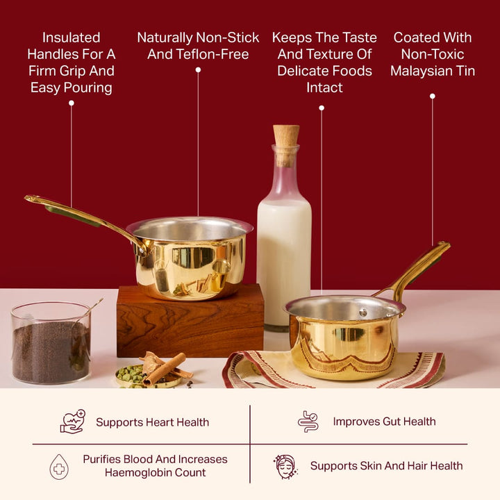 Brass Saucepan with insulated handle P-TAL