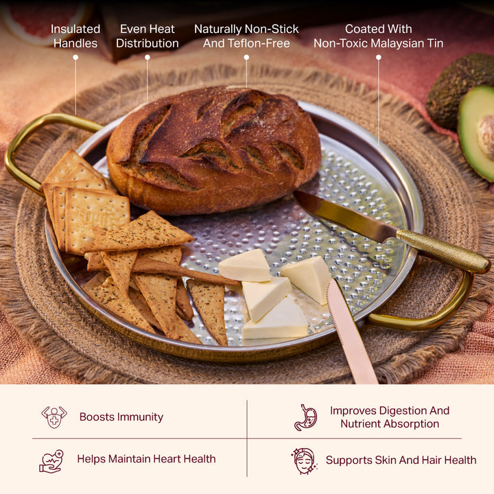 Brass Dosa Tawa with Insulated handles- All Purpose Pan P•TAL