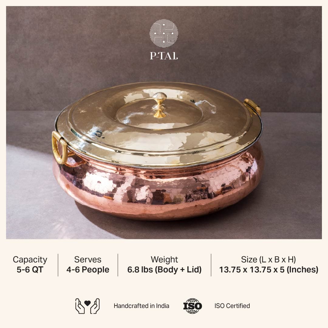 Copper Hammered Lagan/ Wide and shallow copper cooking vessel/ Copper Hammered Braiser - Copper Chafing Dish