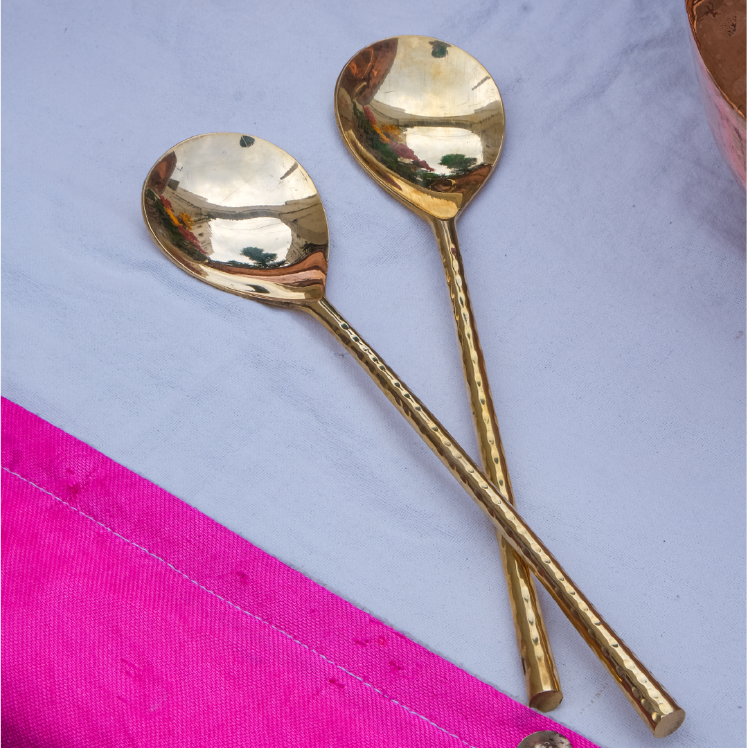 Brass hammered Serving Spoon