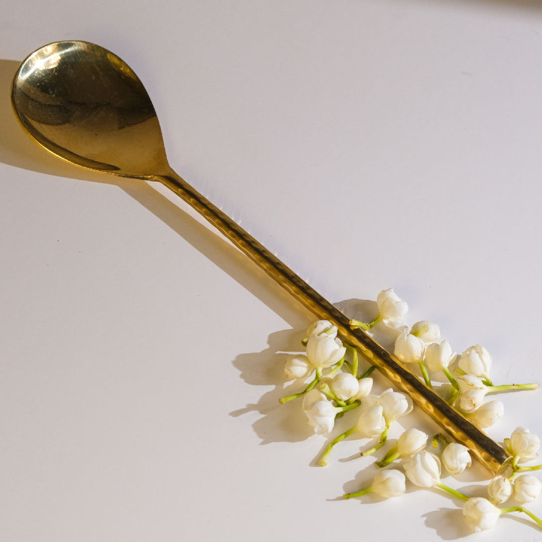 Brass hammered Serving Spoon